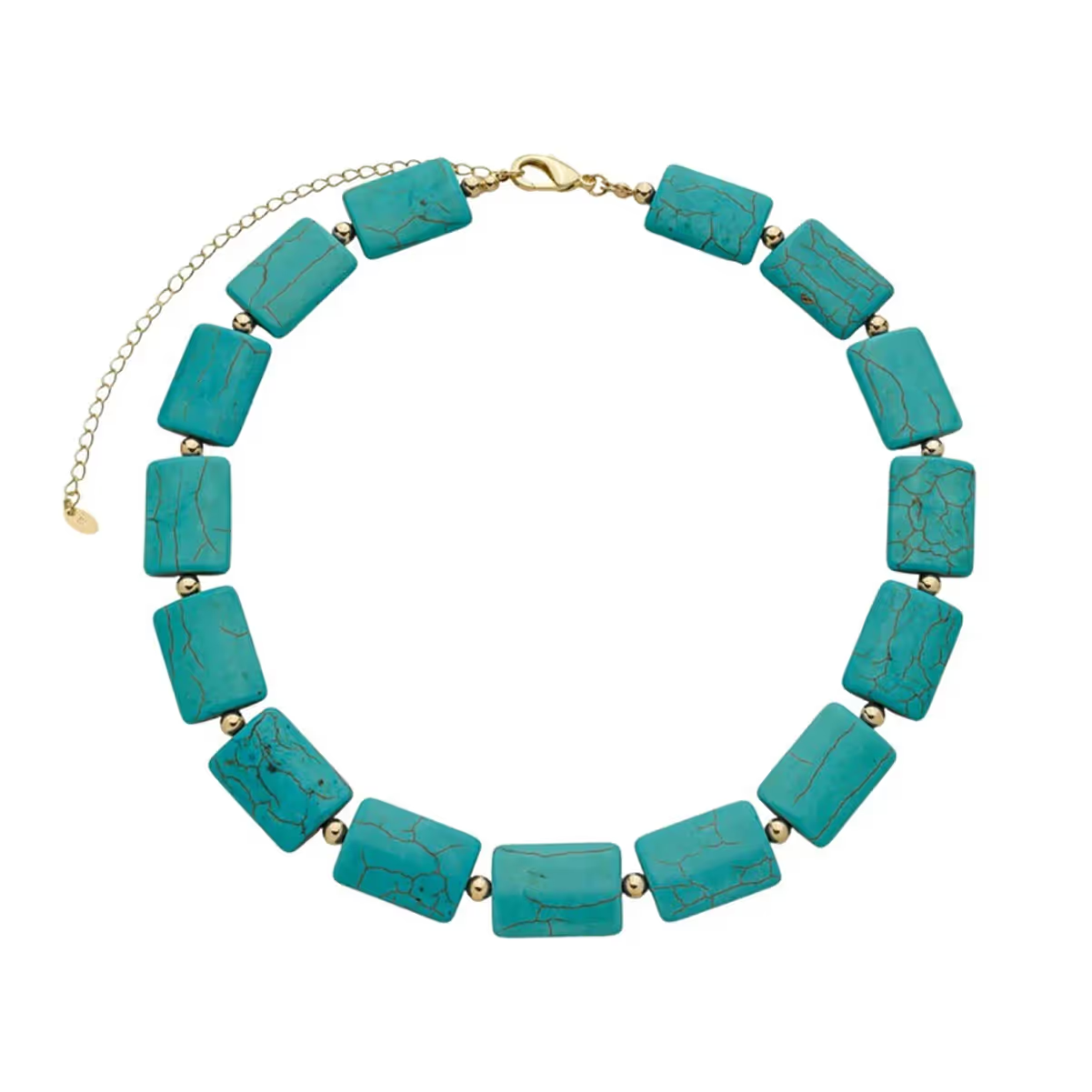 Colar Riocapria de pedras naturais turquesa folheado a ouro 18k
