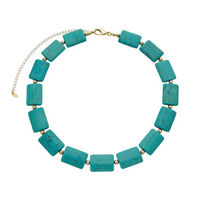 Colar Riocapria de pedras naturais turquesa folheado a ouro 18k